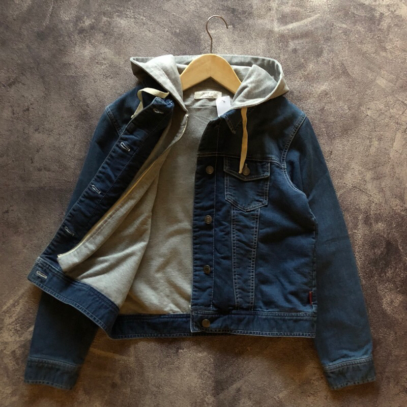 Denim Jacket Jeans OLIVE GIRL Second Size fit S,Jacket Jeans Hoodie Second Biru jacket jeans wanita 