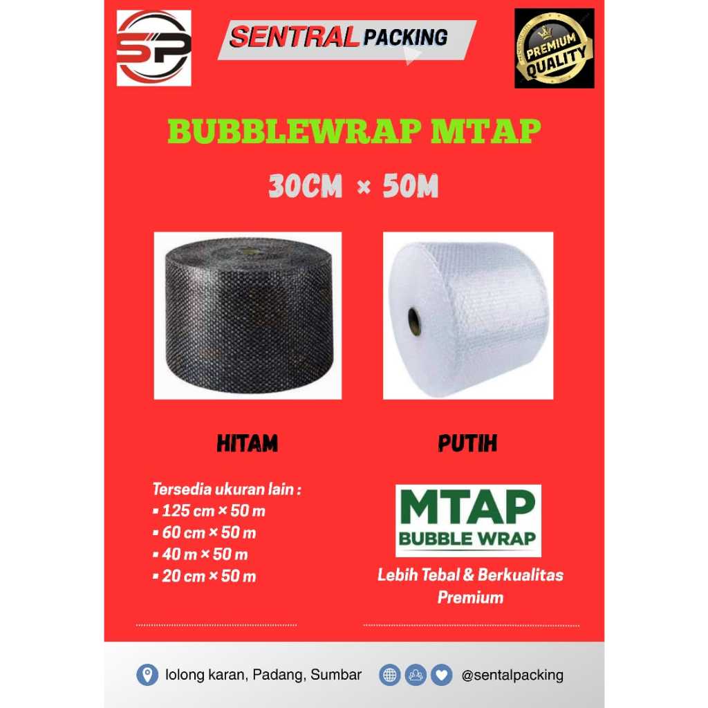 

MTAP ORIGINAL BUBBLE WRAP 30CM X 50M PER ROLL / LEBIH TEBAL DAN BERKUALITAS