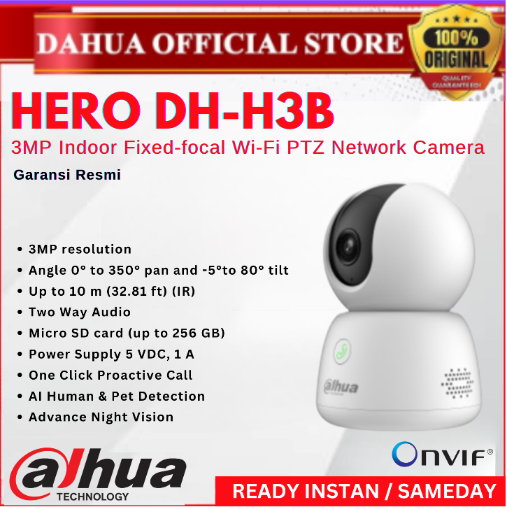 DAHUA Hero DH-H3B IP Camera 3MP H3B IP Camera Pan & Tilt