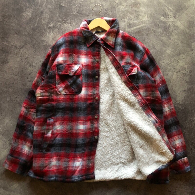 Outer Sherpa Veterano Flannel 3uo SuAI Second Big Size JUMBO XXL,Bahan Tebal,flanel musim dingin sec