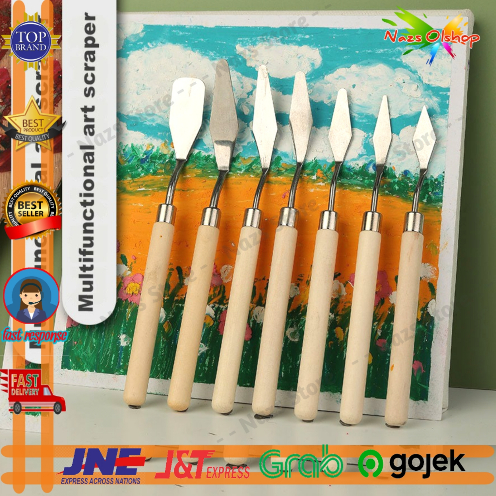

Pisau Sekop Palet Lukis Cat Akrilik Painting Scraper Knife 7 PCS