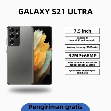 [100% ASLI]SAMSUNG GALAXY S21Ultra RAM 16GB+ROM 512GB 7.5 inch 7000mAh 32MP+68MP Android 11 HP Andro