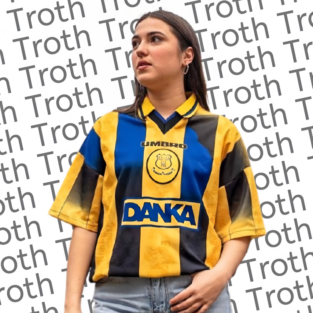 Troth jersey vintage retro Everton away 1996 unisex pria wanita