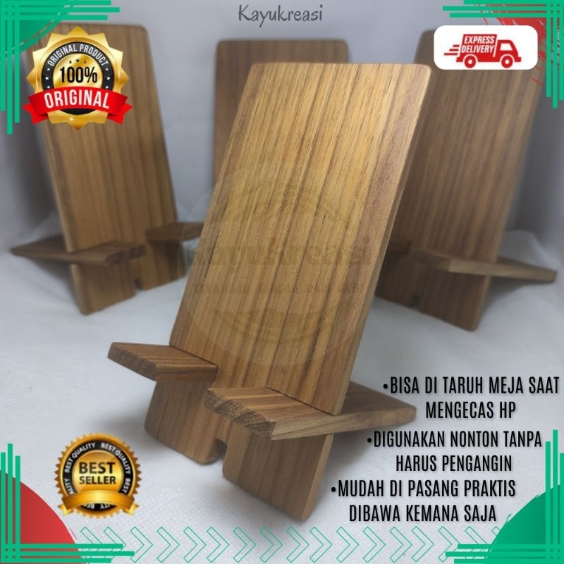 stand holder hp kayu phone holder dudukan handphone kayu stand handphone