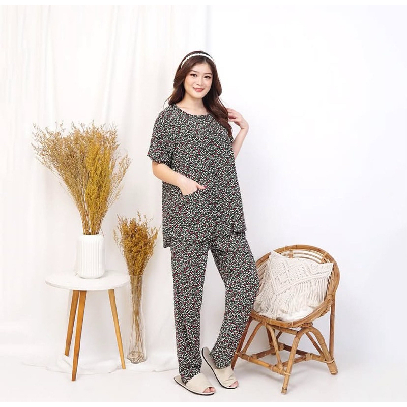 Motif Random Hoki Sheila CP Katun Rayon Full Kancing | Baju Tidur Hoki Sheila