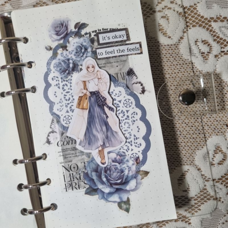 

90 cm Stiker Bunga Mawar Biru Blue Rose Sticker Roll