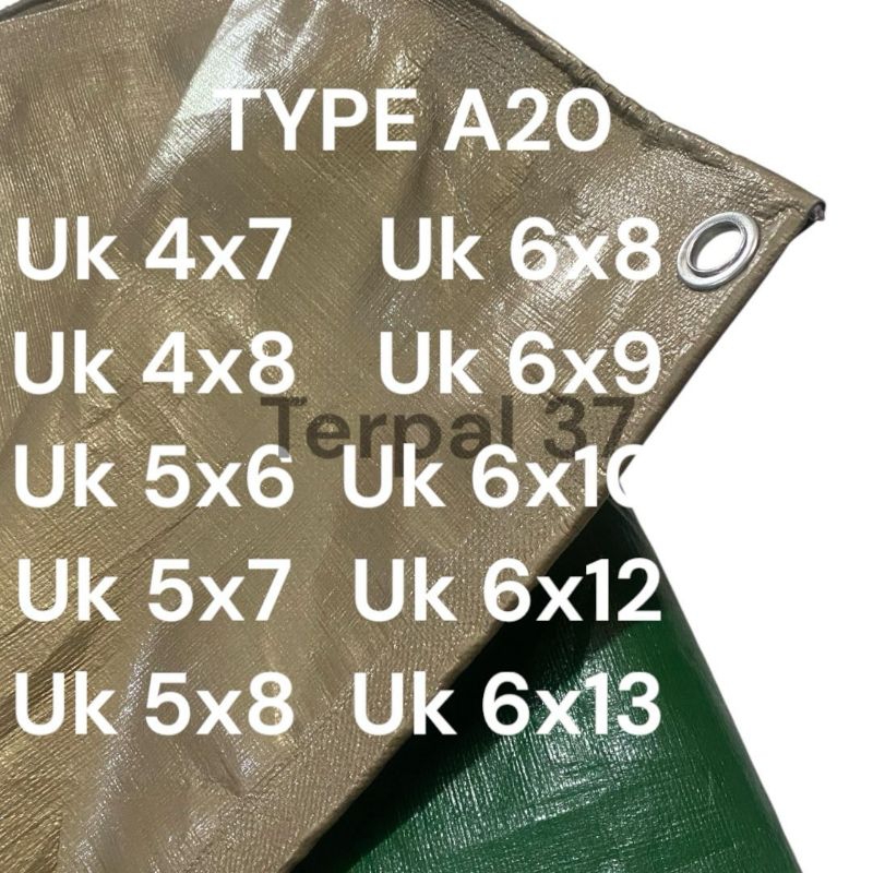Terpal A20 Hijau Gold Ukuran Jumbo 6x13 6x12 6x10 6x9 6x8 5x8 5x6 4x7
