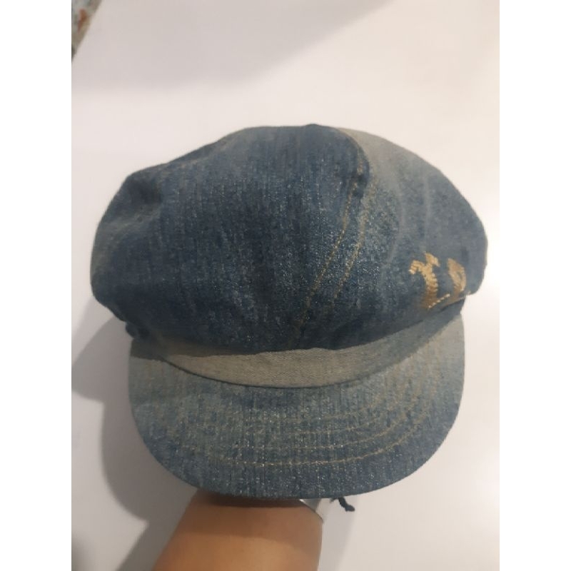 Topi Newsboy Renoma Denim Visor Pendek Bekas Second Preloved