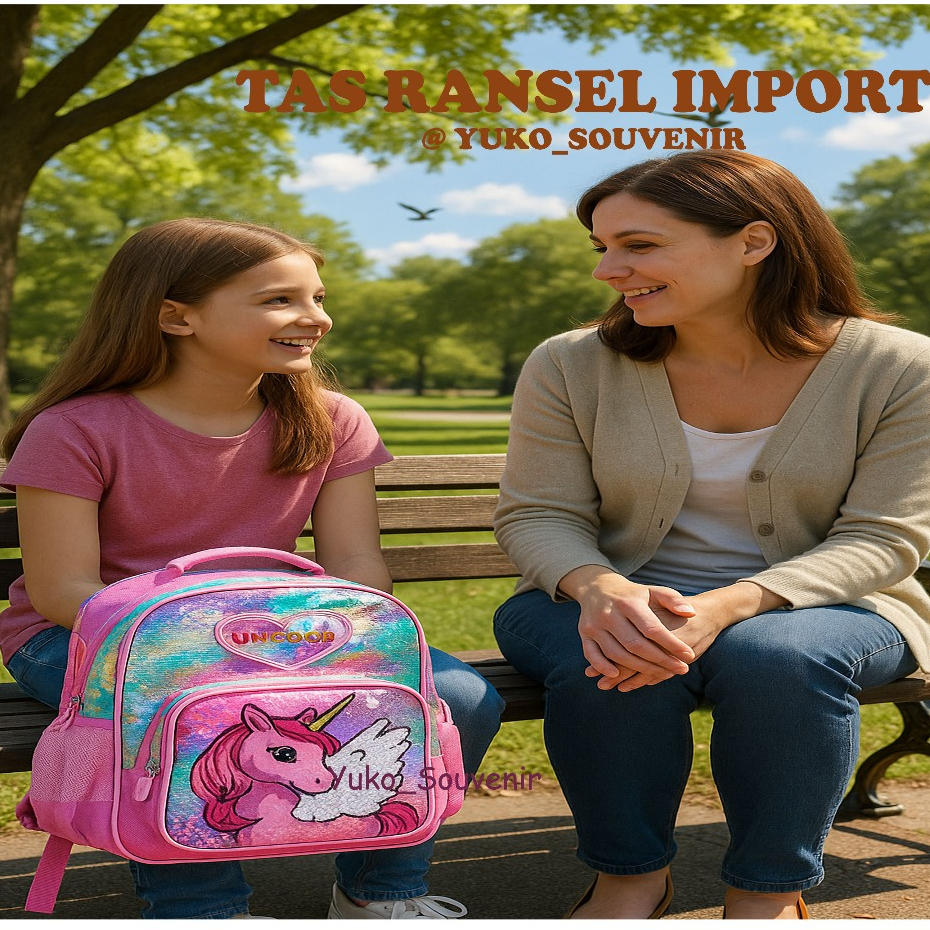 Tas Ransel Unicorn Ukuran SD Import Tas Ransel Anak Sekolah Unicorn Sequin Warna Warni Tas Unicorn