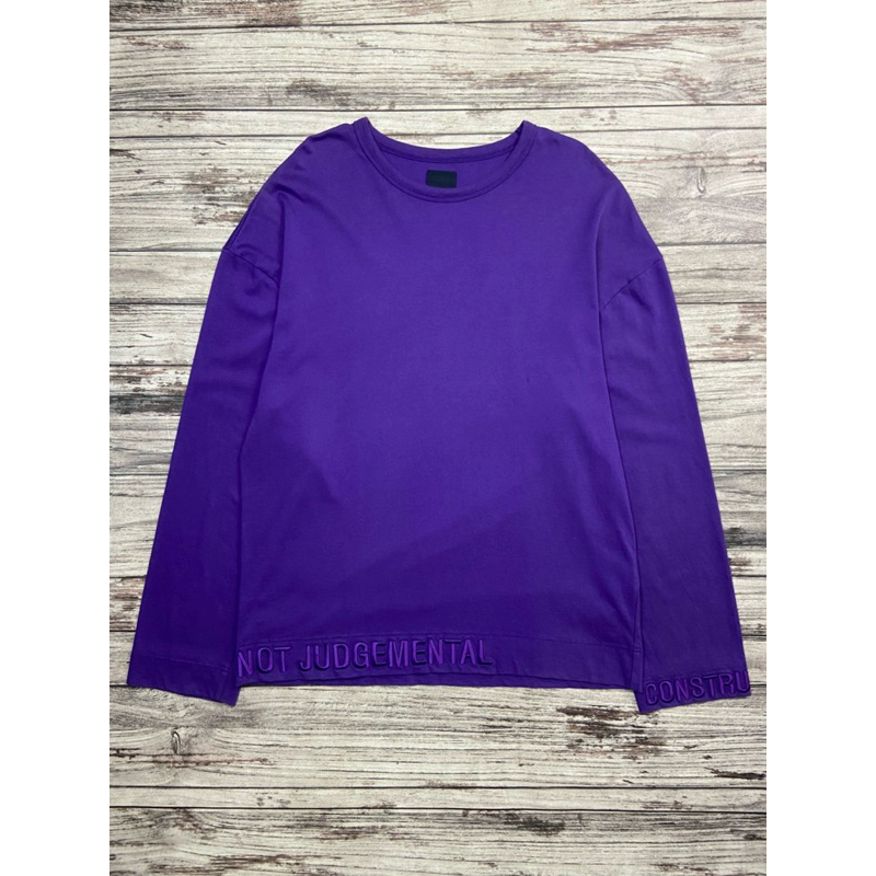 SS18 Juun.J Avant Gatde Purple " Not Judgemental " Embroidered Oversize Tee