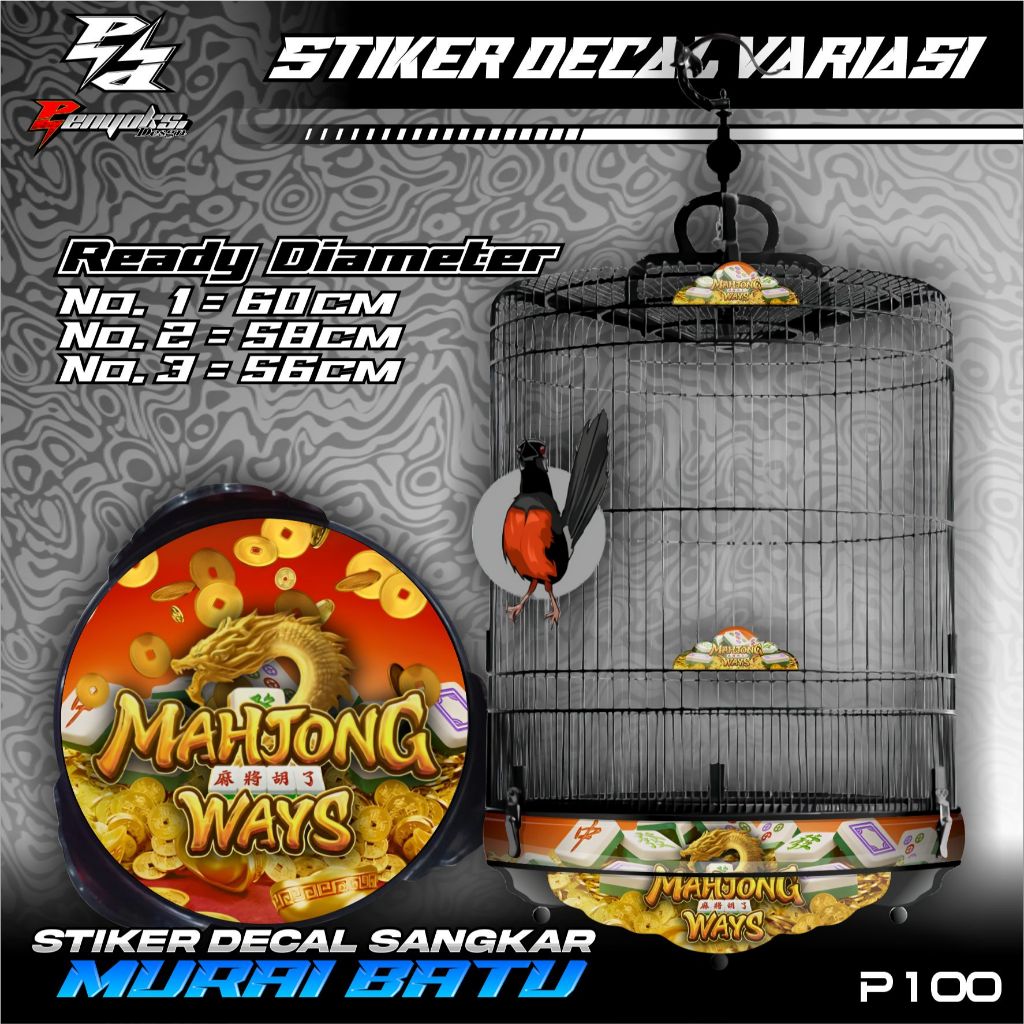 Stiker Burung Murai MURAI BATU Motif MAHJONG keren bulat Hight Qualit.