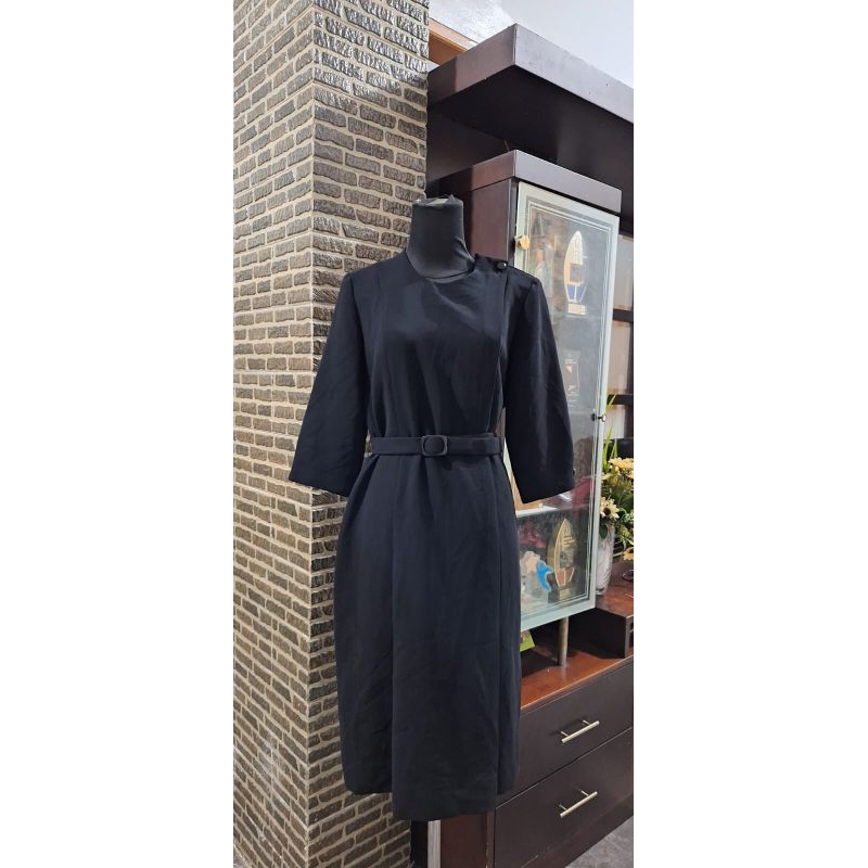 Dress hitam polos/ Dress sifon/ Dress kantor