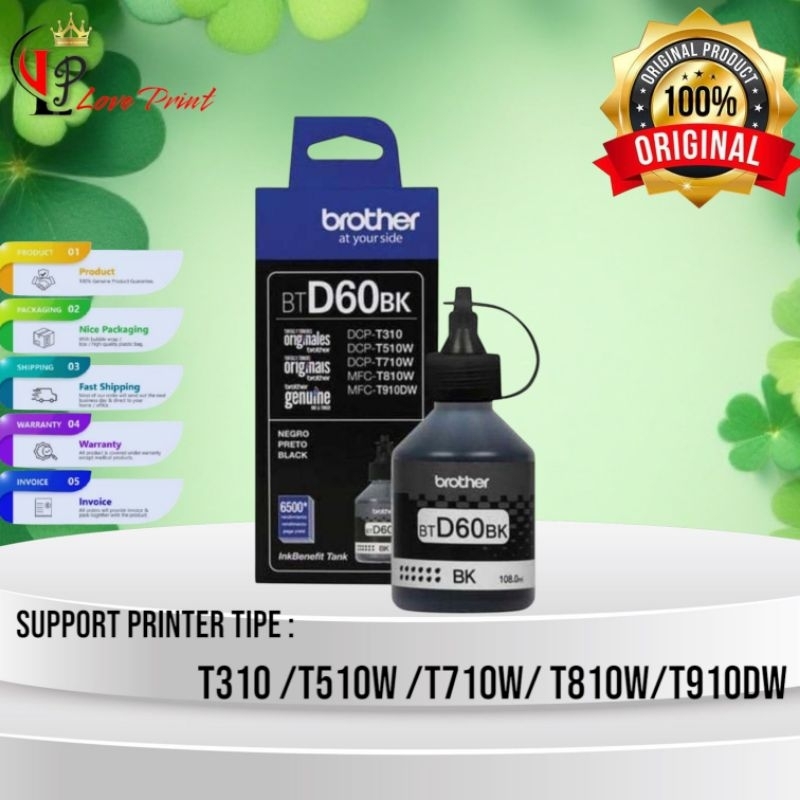 TINTA BROTHER BTD60BK/ BT5000 Black Original for ink BROTHER DCP-T300BROTHER DCP-T310
BROTHER DCP-T5