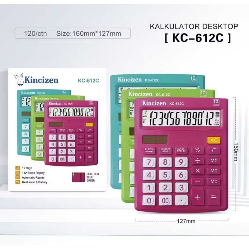 

Kalkulator 12 Digit full color Tipe Kc 612C - Kalkulator Kincizen 12 Digit terbaru