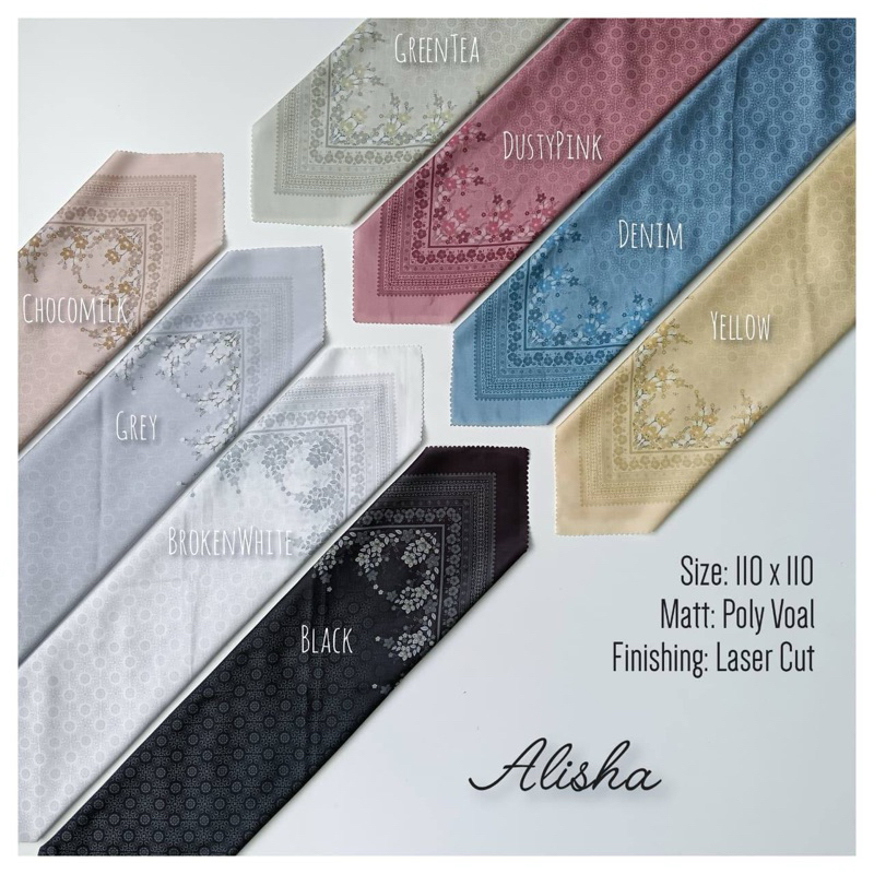 Hijab Motif Alisha || Hijab Voal Motif Premium || Kerudung Segiempat Motif || Hijab Persegi