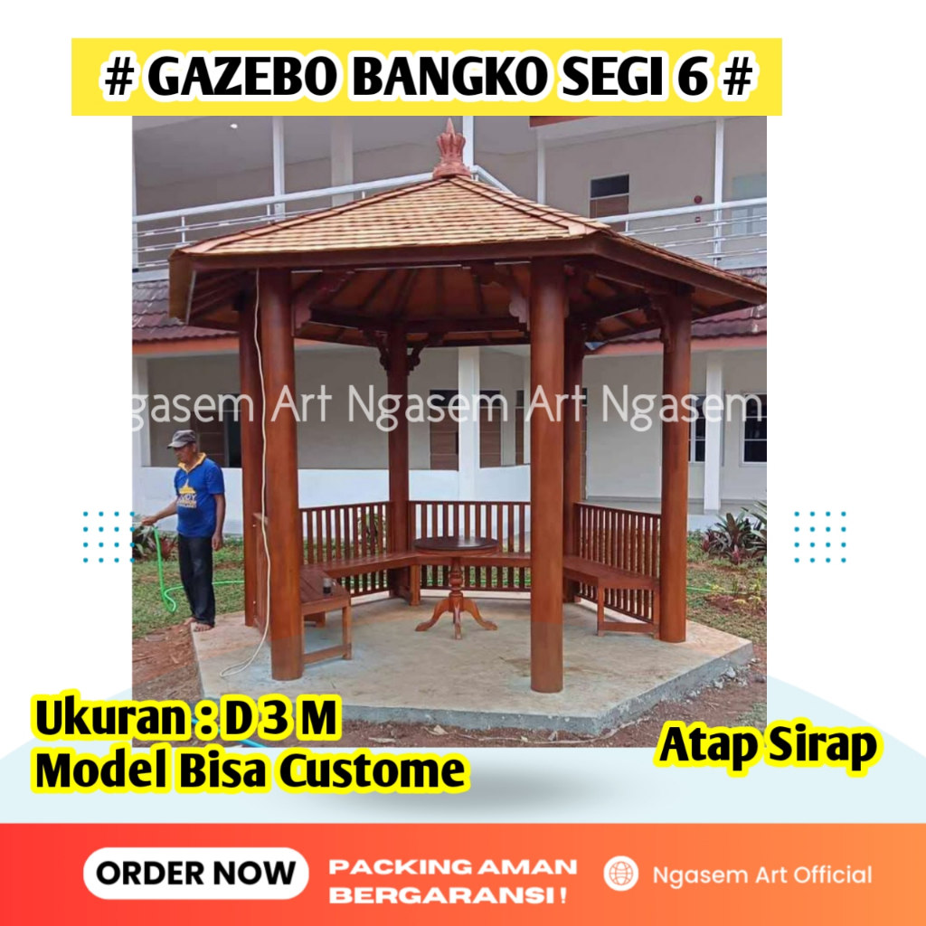 GAZEBO BANGKU SEGI ENAM l GASEBO SEGI 6 TENDA PAYUNG