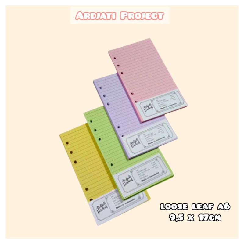 

50 Lembar Refill isi binder loose leaf 6 holes A6 by Ardjati PART 1 [BACA DESKRIPSI]