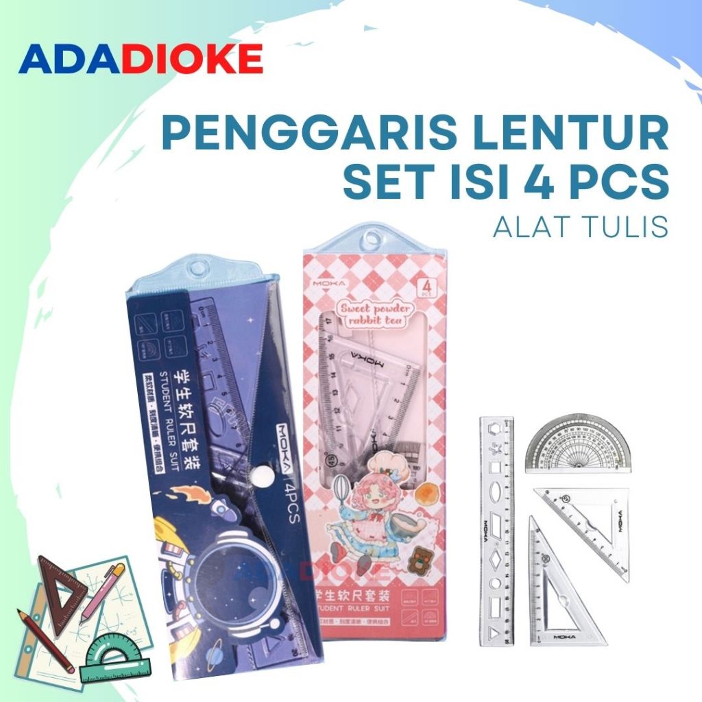 

Penggaris Plastik Set Isi 4 pcs Penggaris Plastik Anti Patah Ruler Set