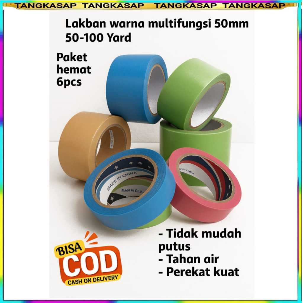 

Promo 6pcs dan 3pcs Lakban warna terbaru ( CLOTH TAPE ) / Perekat kuat multifungsi 50 - 100 Yard - TANGKASAP
