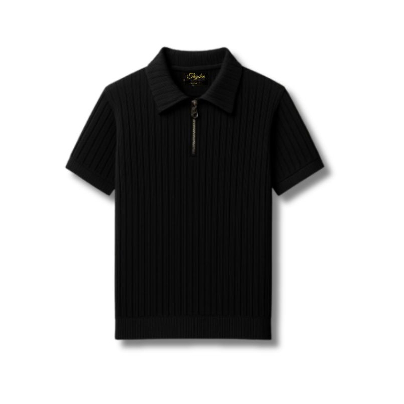 Polo Half zip Black - THYDEN