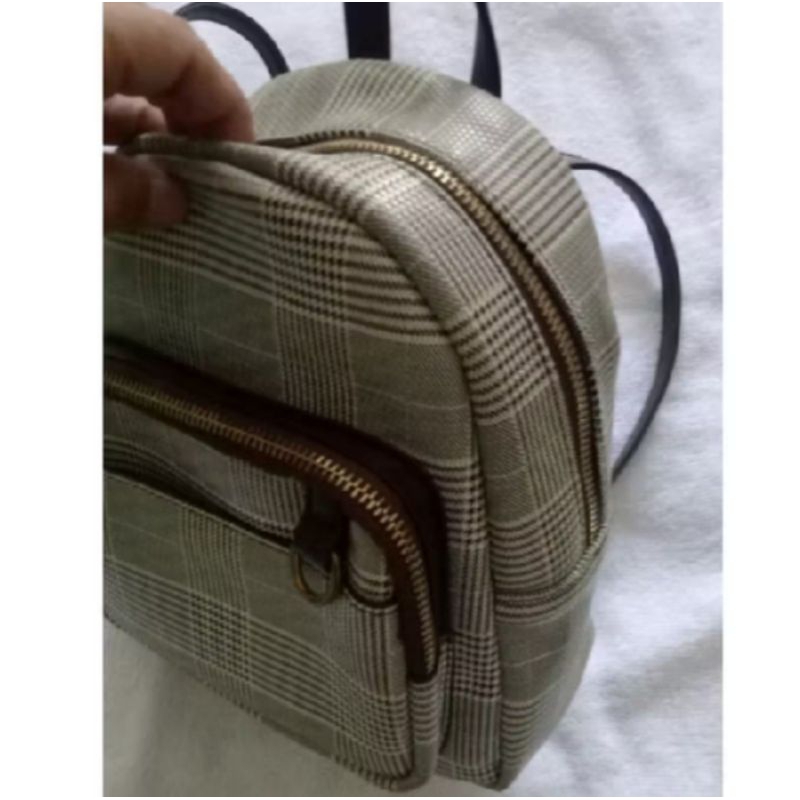 Tas ransel fashion wanita cewek motif kotak kotak