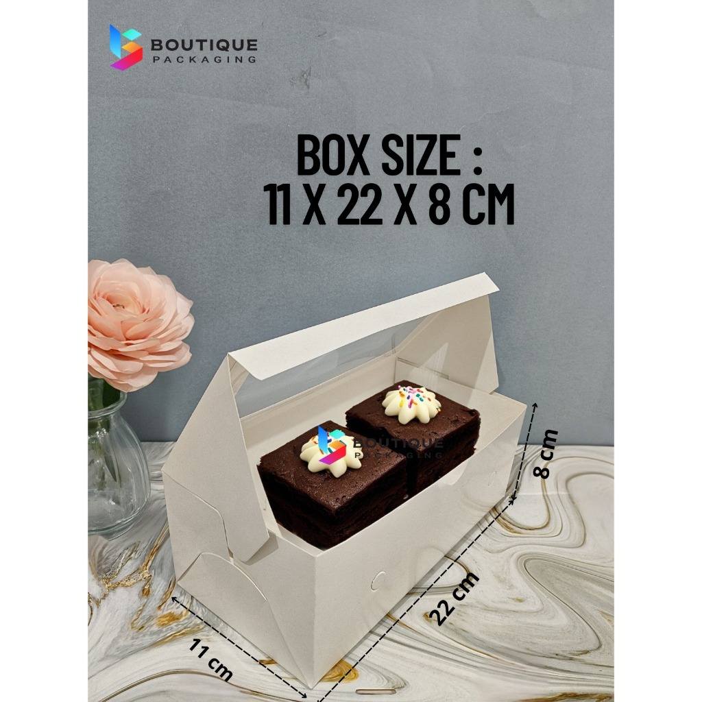 

Fuji Box Dus kotak Kue Ivory 22 cm x 11 cm x 8 cm Putih Ivory Premium Jendela ( 10 pcs )