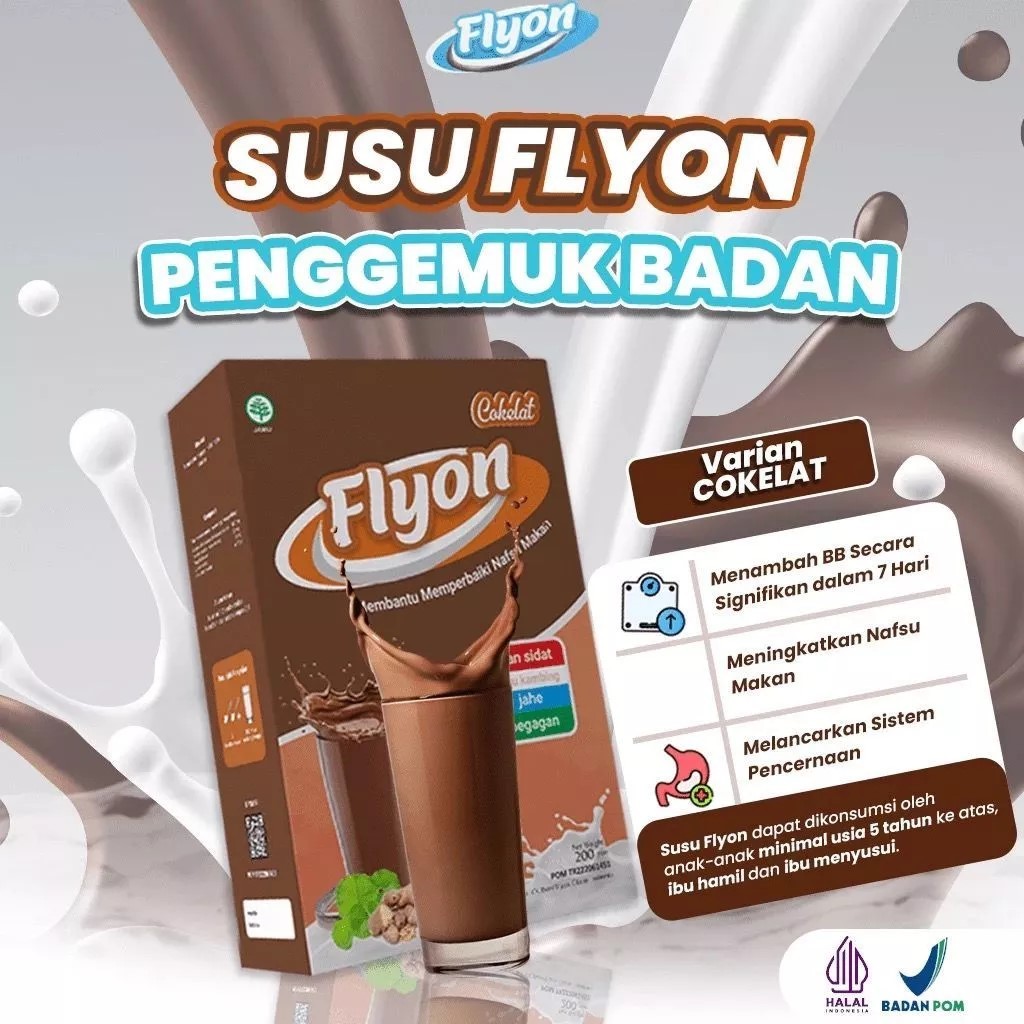 

DISKON 1 BOX!!! Susu Flyon Coklat Susu Penggemuk Badan Dan Penambah Nafsu Makan Original