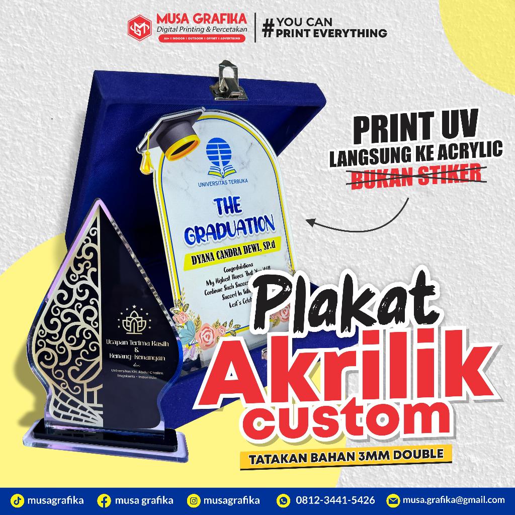 PLAKAT AKRILIK CUSTOM / VANDEL AKRILIK CUSTOM / Custom Foto Plakat Wisuda Akrilik Hadiah Kelulusan -