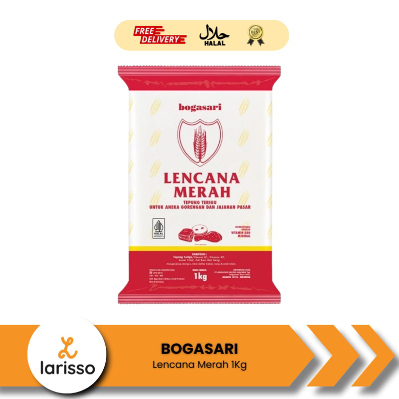 

Bogasari Tepung Terigu Lencana Merah 1 kg - Tepung Terigu Serbaguna
