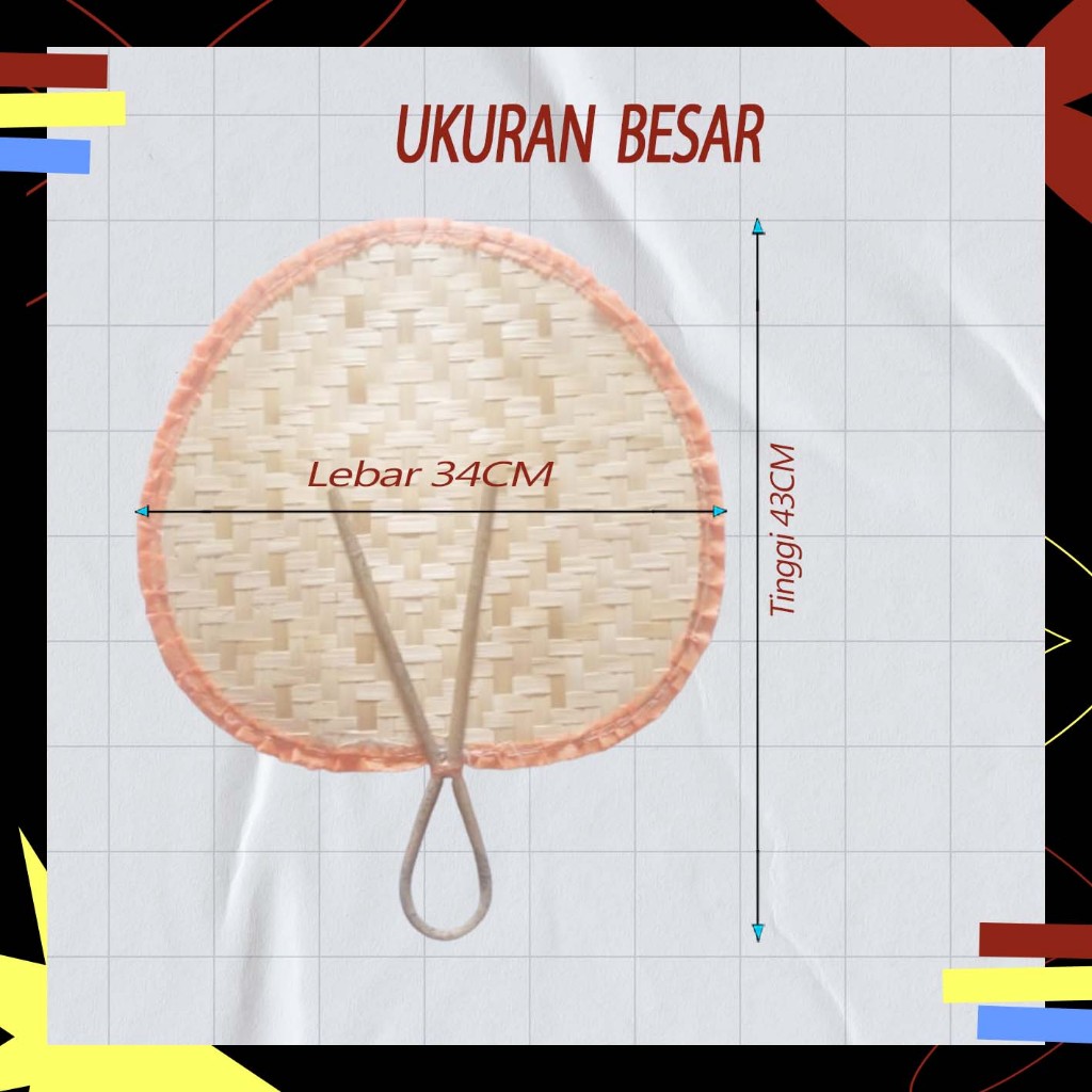 Kipas Kerajinan Tangan Natural Besar/ Kipas Anyaman Bambu / Kipas Bambu untuk kerajinan(produk lokal