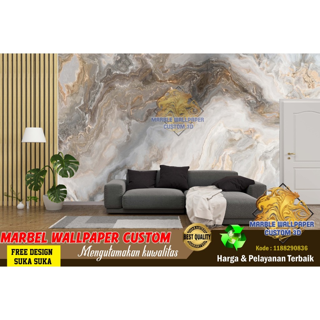 Wallpaper Custom 3D Tema Marmer | Wallpaper Dining Room Marmer | Wallpaper Ruang Makan Marmer | Wall