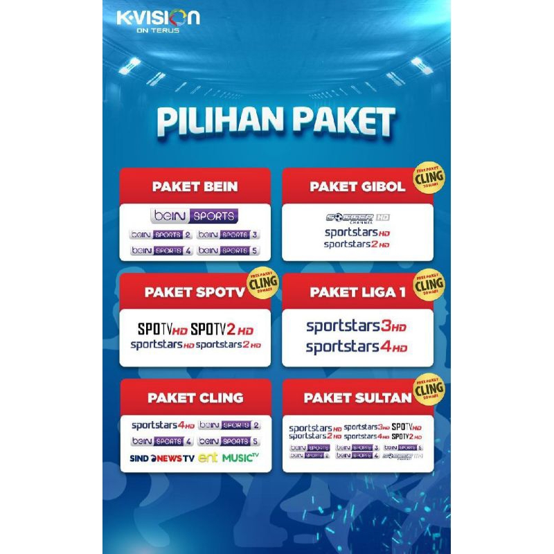 KVISION PAKET LENGKAP SPOTV 1BLN