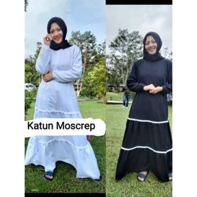 Gamis Putih Gamis Hitam Remaja / Dewasa Bahan Moscrep Size S Sampai L Gamis Wanita / Remaja
