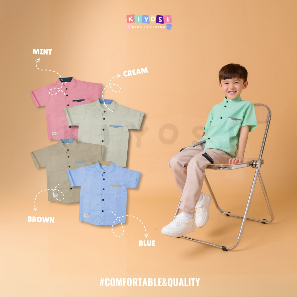 KIYOSI Kemeja Pendek Polos Warna Kombinasi Oxford / Osford Polos / Kemeja Anak Best Seller