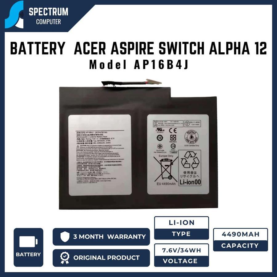 Baterai Acer Aspire Switch Alpha 12 SA5-271 N16P3 N17P5 AP16B4J SW512