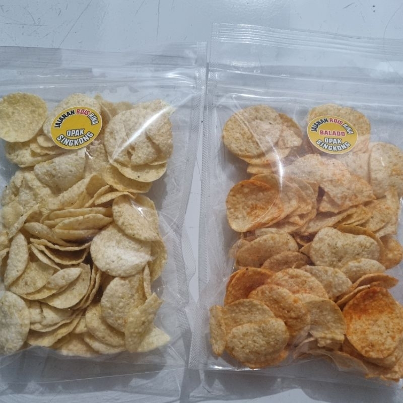 

Keripik Opak Gurih Asin/Balado Pedas Manis