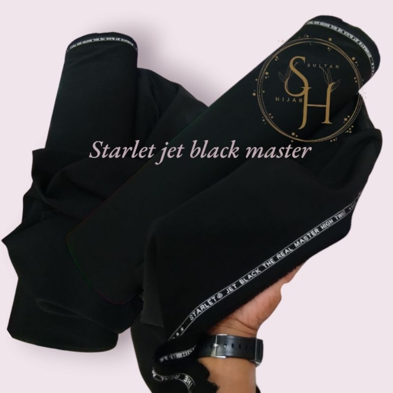 Kain Meteran Starlet Jet Black Master Premium - Jet Black - Bahan Kain - Bahan Meteran - COD - Harga