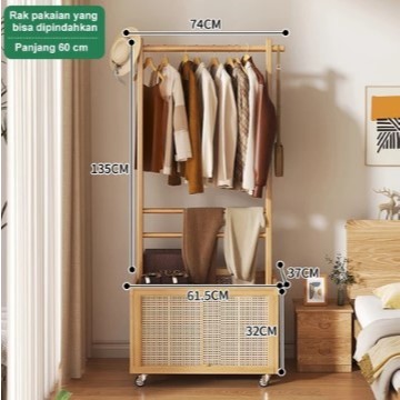 ( GARANSI 12 BULAN ) RAK GANTUNGAN BAJU KAYU RAK LEMARI PAKAIAN STAND HANGER BAJU GANTUNGAN BAJU BER