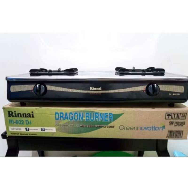 [ ORI NEW ] Rinnai stainless 2 tungku 602 Di