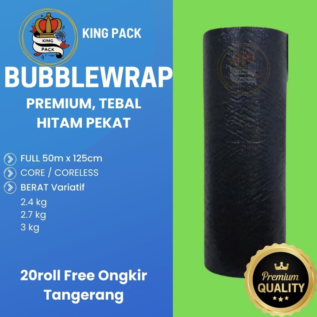 

Bubble Wrap Hitam Tebal Premium 2.4kg 2.7kg 3kg 3.3kg | 125cm x 50meter | Khusus Instan