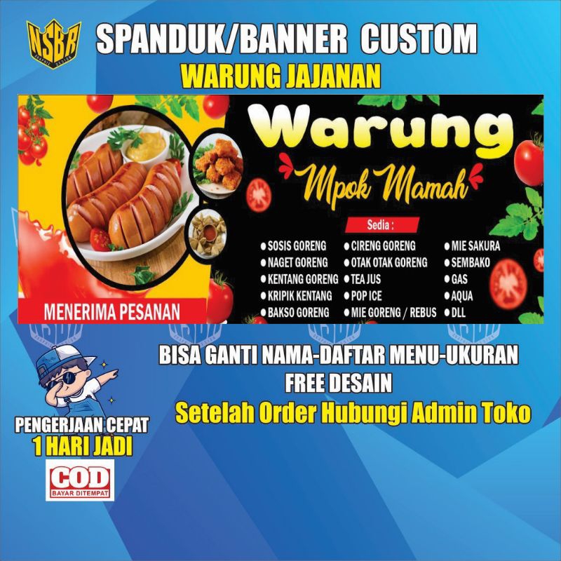 Spanduk Warung Jajanan / Spanduk Warung Makanan Bisa Edit Nama Free Desain