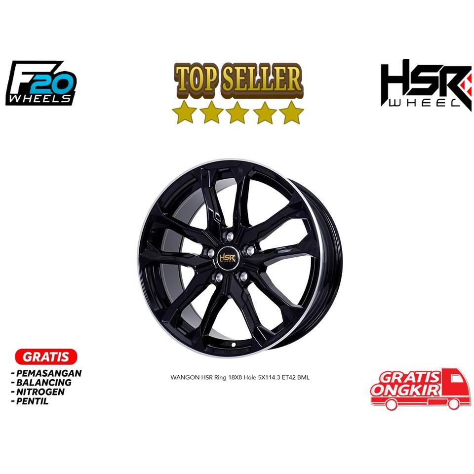 VELG MOBIL XPANDER MEREK HSR WHEEL WANGON RING 18 HITAM METALIC