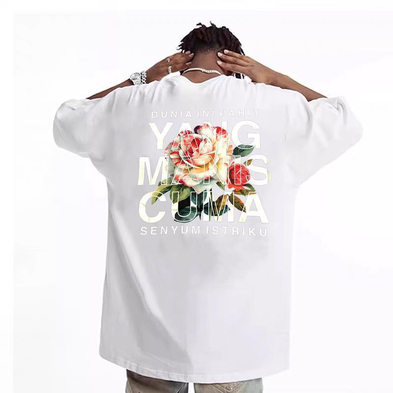 YM T-Shirt Pria Unik - Kaos Kata Bijak & Gambar Bunga Keren Kaos Fashion Streetwear Kaos couple roma