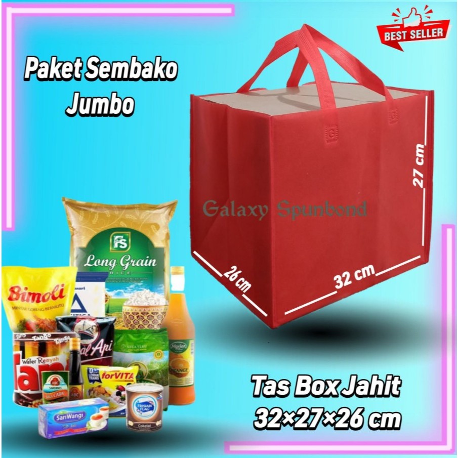 

( PCS ) Tas HBPA BOX JAHIT JUMBO( 32x26x27 ) HARGA PERLUSIN bahan 65gm / Goodie Bag Tas kotak