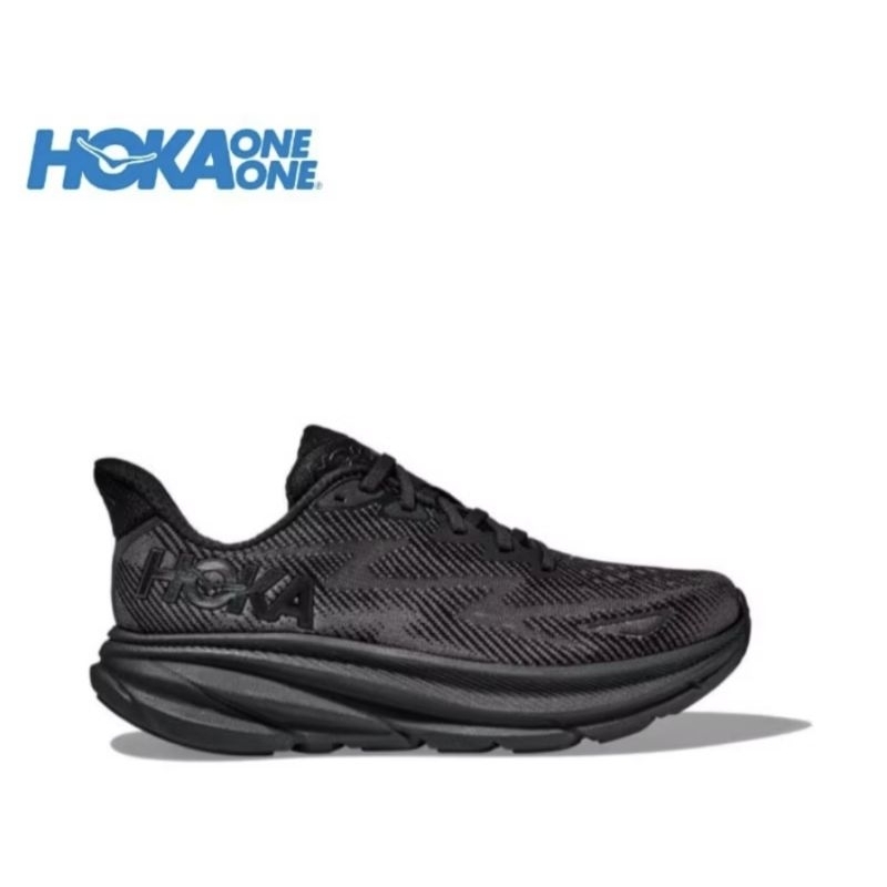 Sepatu Hoka Clifton 9 Mens Running Shoes Full Black Triple Black