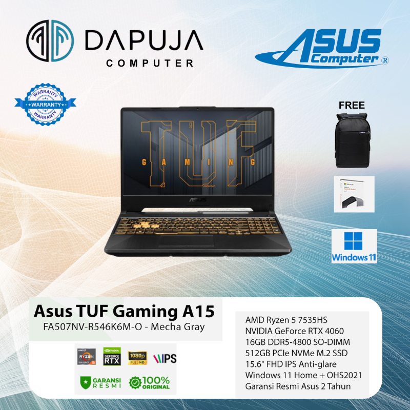 NB ASUS TUF GAMING 5-5735HS Memori 16GB HDD 512GB A15 FA507NV-R546K6M-O(MECHA GREY)