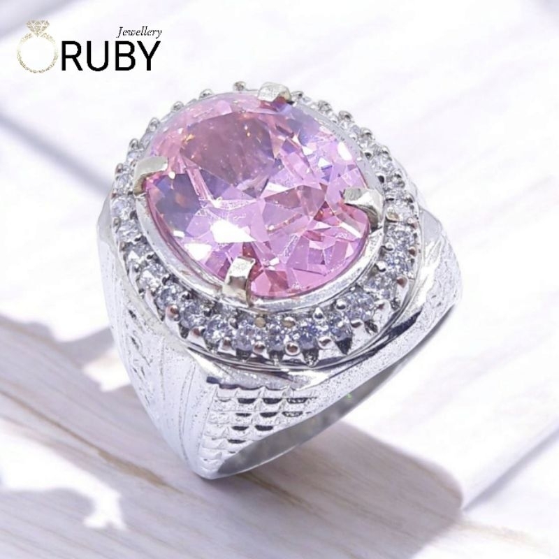 Cincin Batu Pink Zircon American Diamond