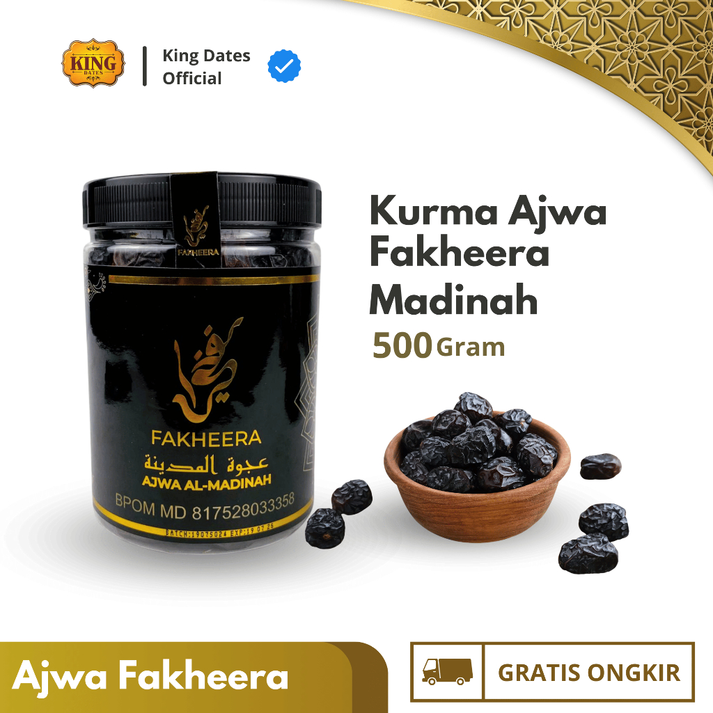 

FAKHEERA 500 Gr AJWA AL-MADINAH | Kurma Ajwa Import Madinah | Kurma Nabi - KING DATES