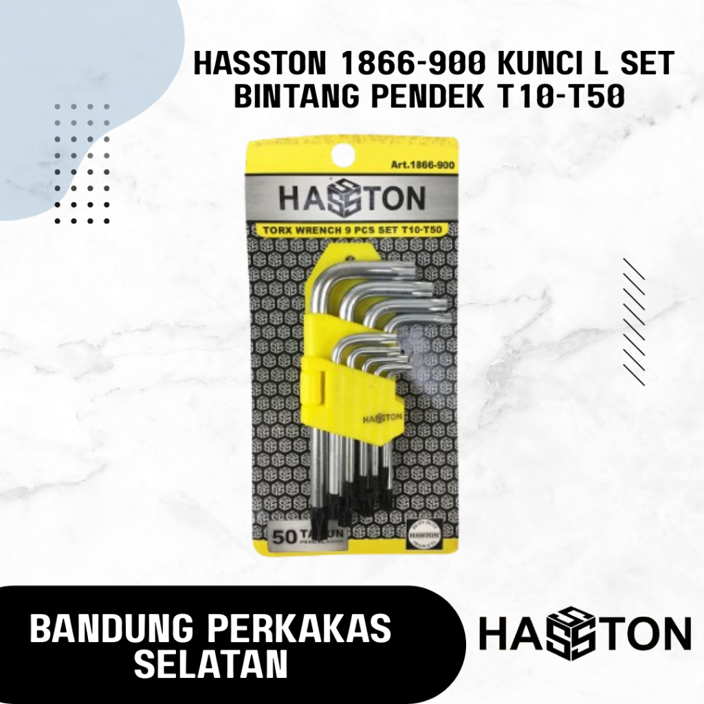 HASSTON 1866-900 Kunci L Set Bintang PENDEK T10-T50 SHORT Star Prohex