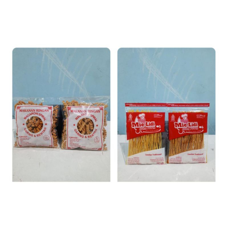 

Aneka snack Makaroni Spiral Pedas, Mie Lidi Pedas 100gr